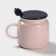 Ceramic mug with a spoon "Good morning", 450 ml, pink color