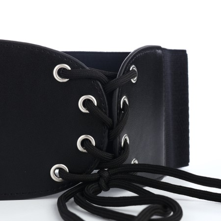 Women's belt, width 10 cm, black color-3
