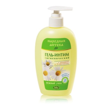 Gel for intimate hygiene Iris Cosmetic Folk pharmacy, with chamomile and D-panthenol, 250 ml