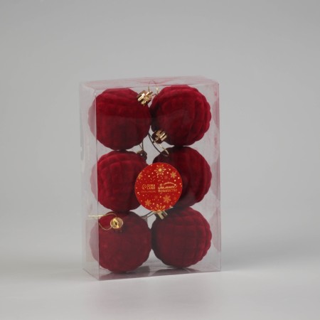 Set of balls plastic D-6 cm, 6 pcs "Bjorn" mesh, red-1