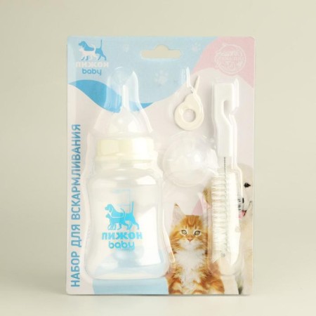 A set for feeding "Pigzon", a bottle of 150 ml, with 2 nipples and a ruff, white-6