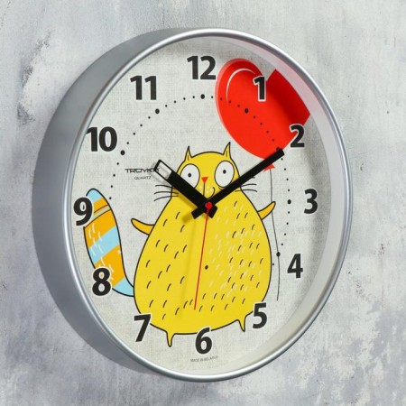 Wall clock, interior "cat with a ball", D-30 cm, silent-1