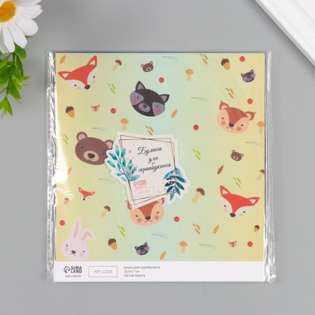 Scrapbooking paper bilateral "Forest animals and mots" density 180 grams set 10 pcs 15.5x17 cm-5