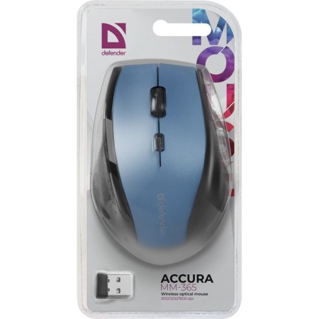 Mouse Defender Accura MM-365, wireless, optical, 1600 dpi, 1xaa (not in compls), blue-6