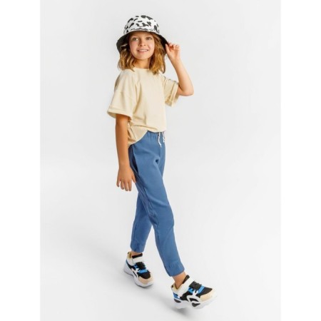 Children's jump (T-shirt, trousers), height 98-104 cm, cream color, blue-2