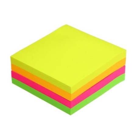 Block with a sticky edge of 76 mm x 76 mm, 320 sheets, fluorescent, 4 colors