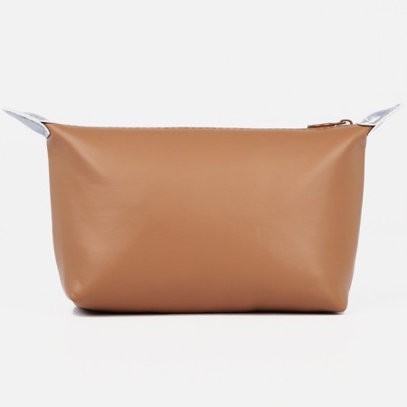 Cosmetic bag with a lining, brown color-1