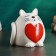 Piggy bank "Round Cat with Heart" White, 14cm