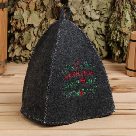 Bath hat with embroidery "with a light steam"
