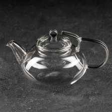 Glass teapot with metal sieve 