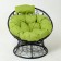 Armchair "Papasan" mini, rattan, pillow green mix, black frame, 81x68x77cm