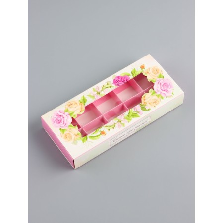 Folding box for 10 sweets "most beautiful", 9.8 x 22 x 3.5 cm. Confectionery packaging-2