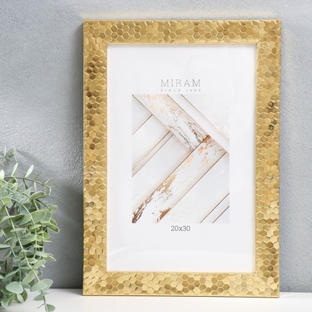 Photo frame Plastic "Mira" 20x30 cm, 651618 Gold (plastic screen)