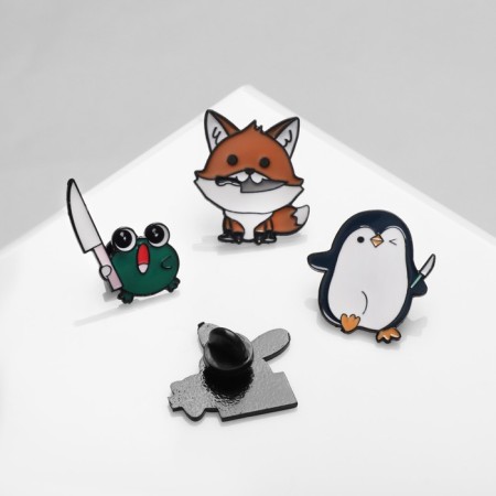 Set of badges (4 pcs.) "Dangerous animals", colored in ferrous metal-3
