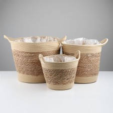 Set of baskets from pcs, d33xh30 cm, d28xh27 cm, d23 xh19 cm, rogoz