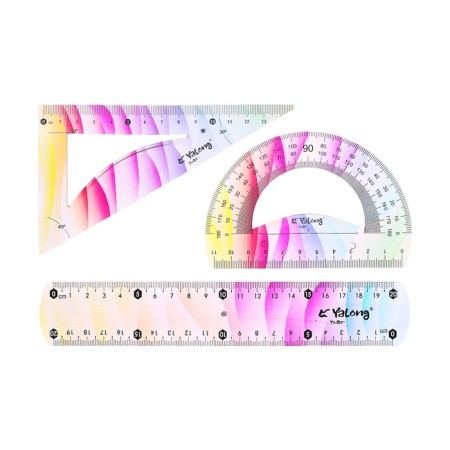 Set of geometric flexible silicone (ruler 20cm+square+transporter) gradient-1