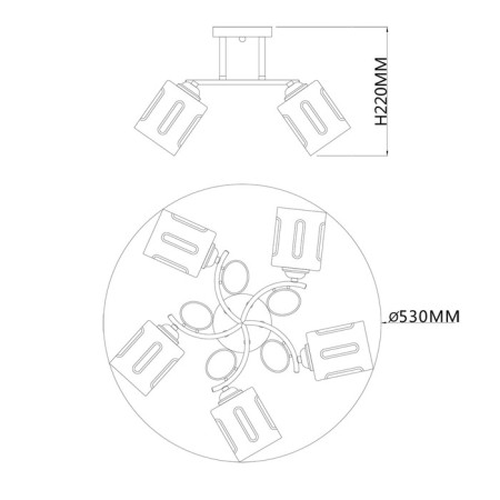 Ceiling light ESCADA, 1120/5PL. 5x40W, E27, 530x530x220 mm, chromium color-4