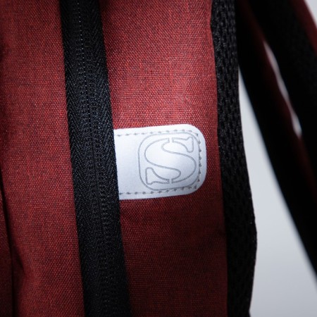 A backpack with a zipper, "saxi", outer pocket, red color-4