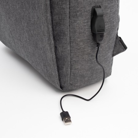 Male backpack on a zipper, 2 external pockets, with USB, gray color-6