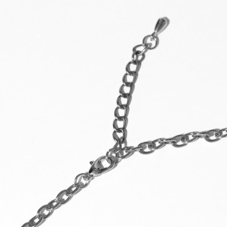 Necklace "India" leaves, color black silver, 30 cm-1