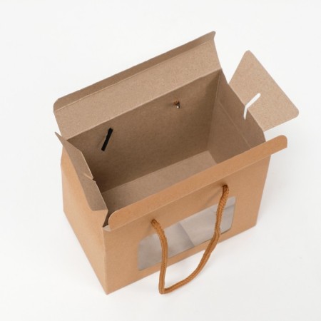 Box-pack, with a window and handles, craft, 15 x 11 x 9 cm-2
