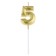 Candle in the cake on the “line” skewer, the number “5”, gold, 5 cm