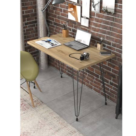 Dining table loverpool 110x60x75 cm, oak craf gold, black-1
