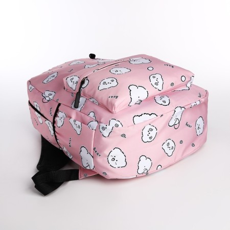 School backpack from textiles on lightning, 3 pockets, pencil case, pink color-6
