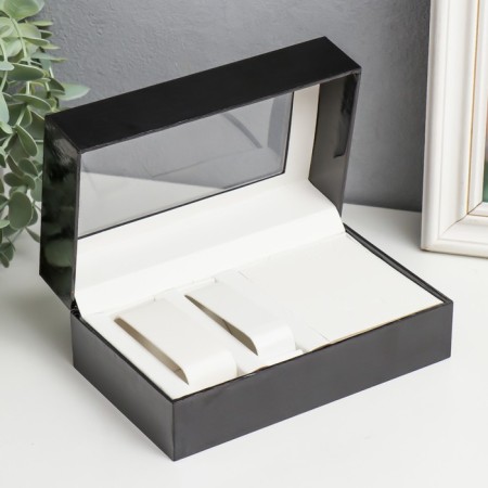 Casket Plastic for clock 2 compartments and jewelry "Black Python" 7x10.5x17.5 cm-1