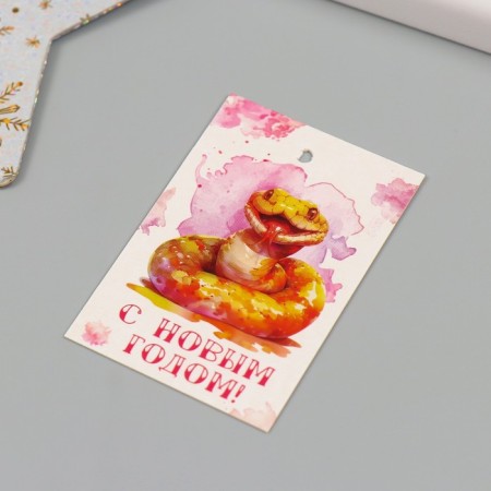 Cardboard Biro "Happy New Year. Watercolor snakes" set 10 pcs (5 types) 4x6 cm-3