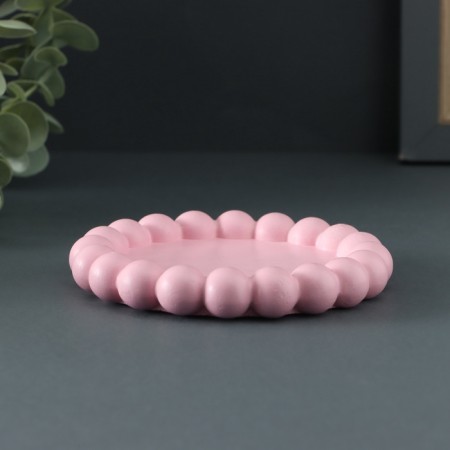 Steel stand - the candlestick "beads" 12x2cm, pink-2