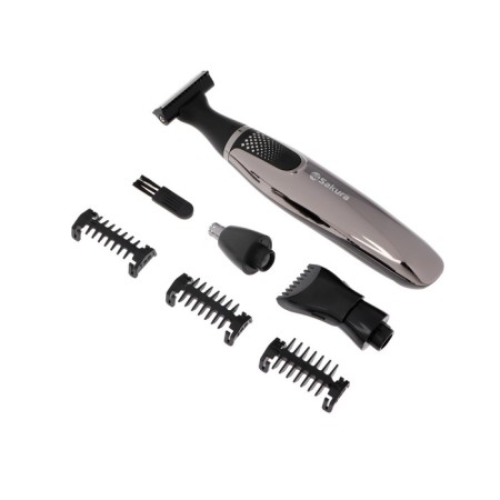 Trimmer Sakura SA-5533BK, for beard/mustache/nose/ears, 1-5 mm, 4 nozzles, battery, black