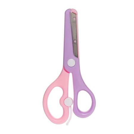 Plastic scissors 13 cm, latch, with metal blades and rounded ends, safe, mix-3