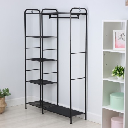 Wardrobe system with shelves "Valencia 1", steel, 109 × 30 × 155.5 cm, black color-1