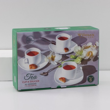 Service Porcelain TeaX ILONA, 12 items: 6 cups 200 ml, 6 saucers, white color-8