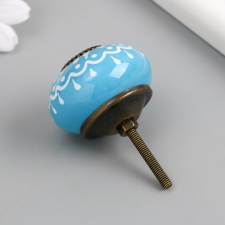 Pen for the casket ceramics, metal "White pattern on blue" 4.1x4.1x6 cm-1