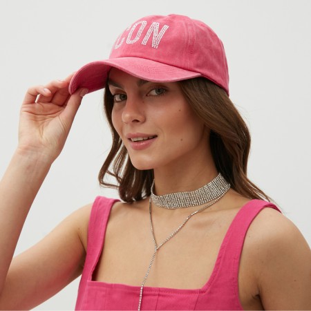 Women's cap with rhinestones Mist icon, pink, p. 56-58