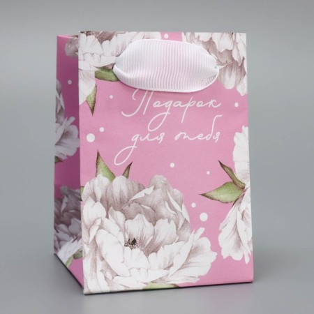 Gift laminated package, packaging, “peonies”, 7 x 10 x 7 cm-1