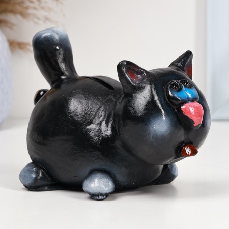Piggy bank "Cat man" 12x17cm, black-3