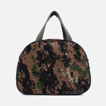 Cosmetic bag on a zipper, with a grid, khaki color/brown-1