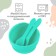 Baby plate on a suction cup and cutlery, I, crumb, turquoise