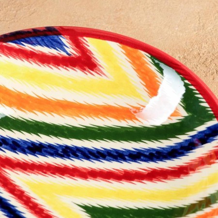 The plate of Rishtan ceramics "Atlas", multi -colored, deep, 20 cm-2