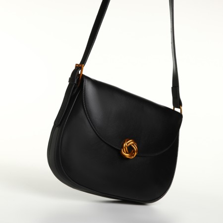 Women's bag on the Textura valve, average size, black color-5