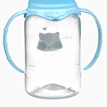 A bottle for feeding "baby raccoon" 150 ml, cylinder, with handles, blue color-5