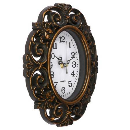 Wall clock, series: interior, "tracy", smooth move, 25 x 28 cm, brown-1