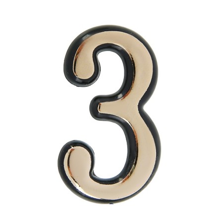 Door number "3", plastic, gold color