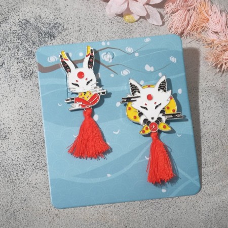 A set of brooches (2 pcs.) “Brushes” Fox and a hare, colored in gold