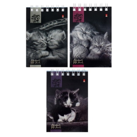 Notepad A7, 40 sheets on the crest "Cat View", cover of laminated cardboard, mix