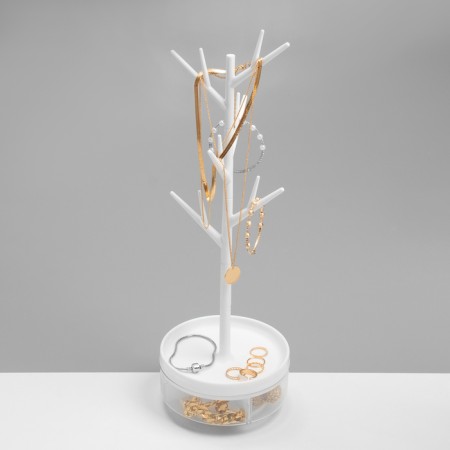 Universal "tree" stand with a place for storage, 14 × 5.5 × 35 cm, white color-1