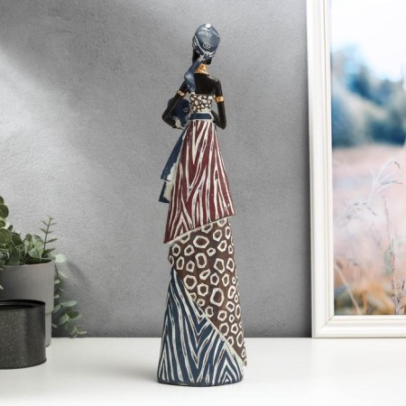 Polystone souvenir "African with a baby in an outfit under the zebra" 43.5x8x11.5 cm-3